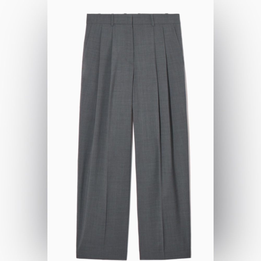 COS - Wide-leg Tailored Wool Trousers In Grey (Sz 6)
